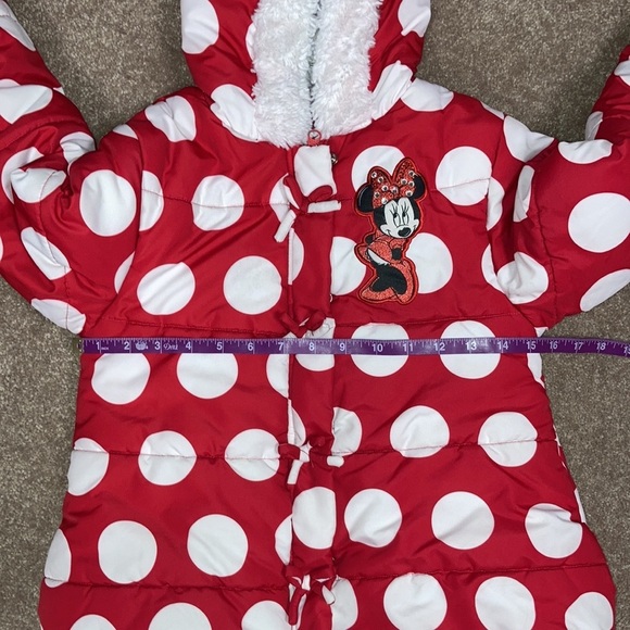 Disney store Minnie Mouse polka dot red white winter coat 7/8 - Picture 8 of 11